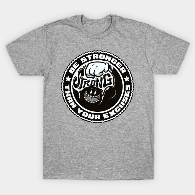 Stronger - Fitness Motivation Cartoon 02 T-Shirt by StudioM6